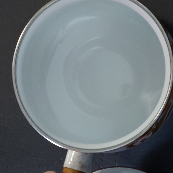 MCM Metal/Enamel coating Pot w/Lid Wood handle Love the 60-70's Colors. - Picture 4 of 6